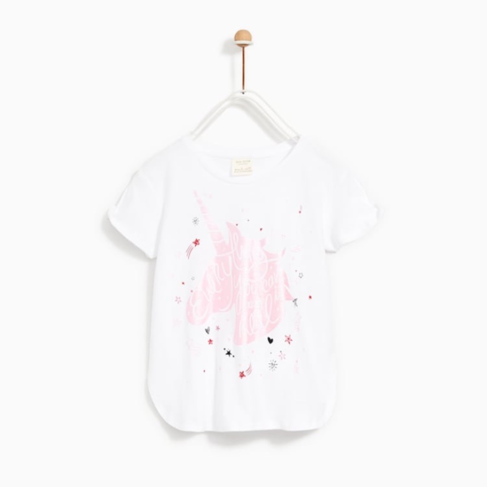 Zara Girls Unicorn S/S Tee-Size 7